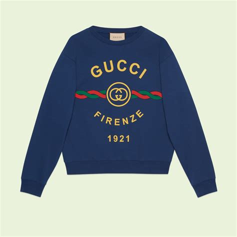 felpa gucci blu arancione|GUCCI Felpa blu in cotone con logo .